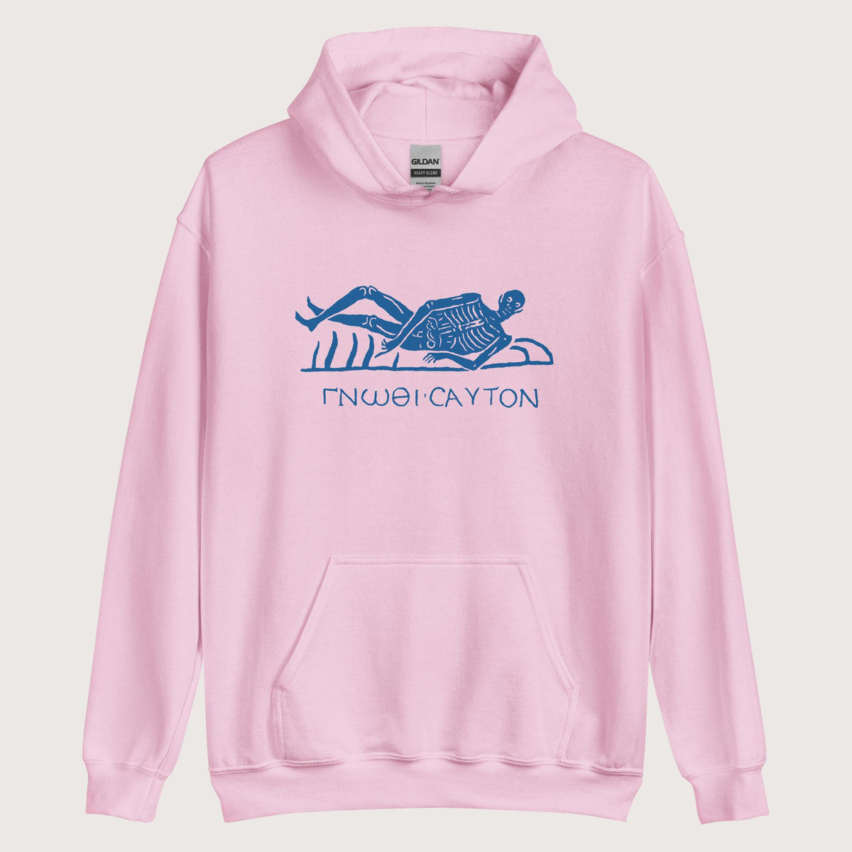Light Pink Know Thyself Skeleton Hoodie - history buff gift by HistoHead