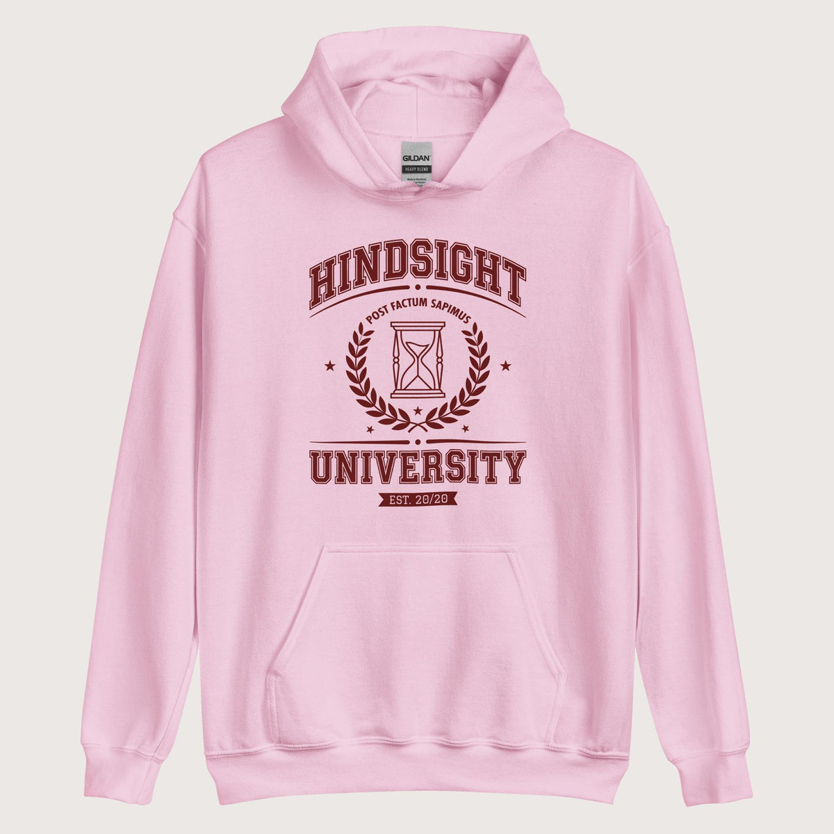 Light Pink Hindsight University Hoodie - history buff gift by HistoHead
