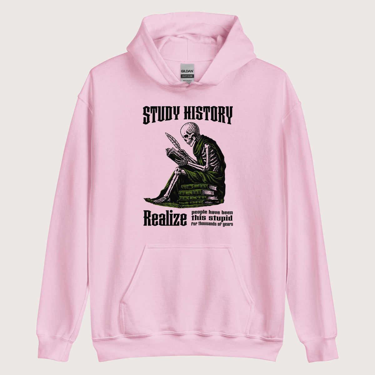 Light Pink Study History Hoodie - history buff gift by HistoHead