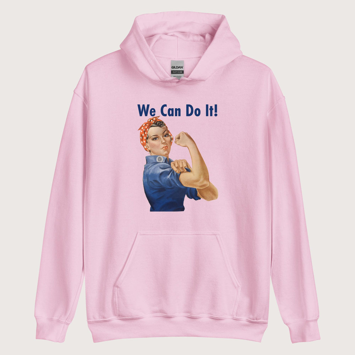 Light Pink Rosie We Can Do It Hoodie - history buff gift by HistoHead