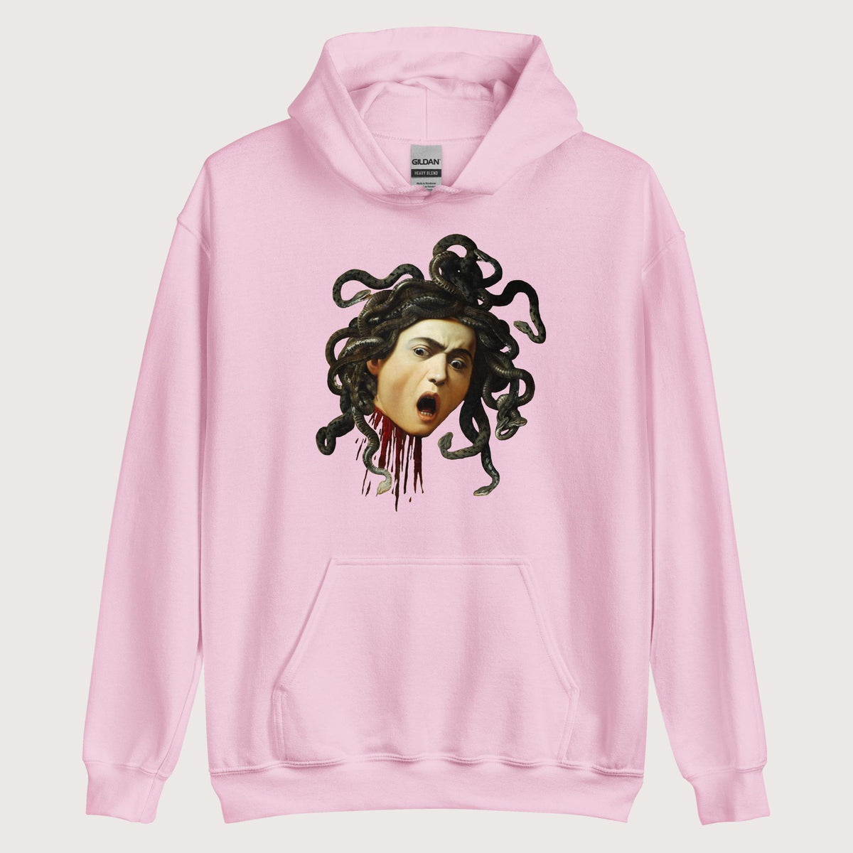 Light Pink Medusa by Caravaggio Hoodie - history buff gift by HistoHead