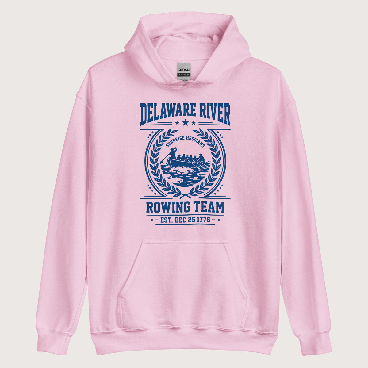 Light Pink Delaware River Rowing Team Hoodie - history buff gift by HistoHead