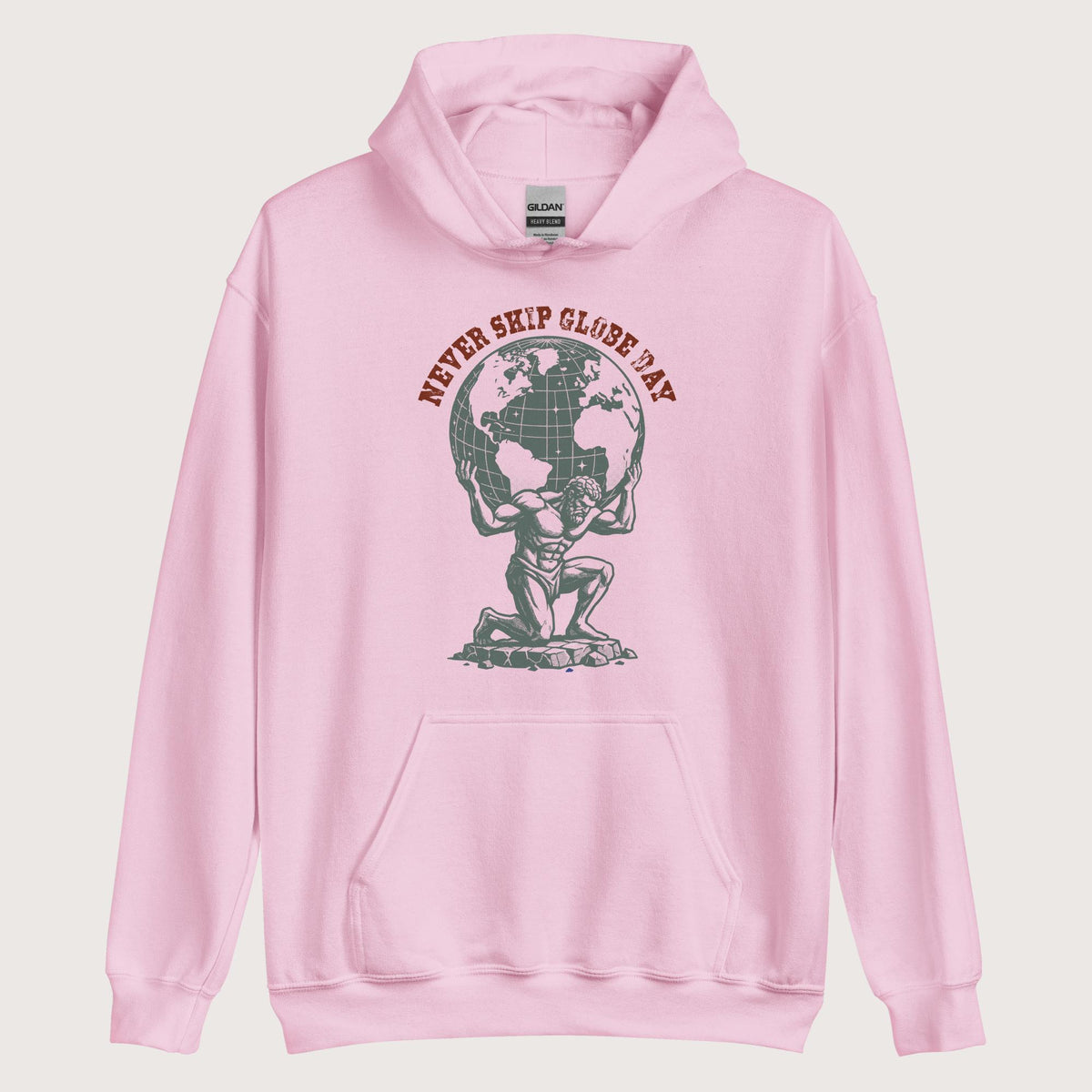 Light Pink Atlas Never Skip Globe Day Hoodie - history buff gift by HistoHead