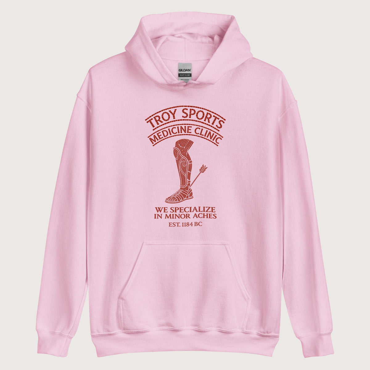 Light Pink Troy Sports Medicine Clinic Hoodie - history buff gift by HistoHead