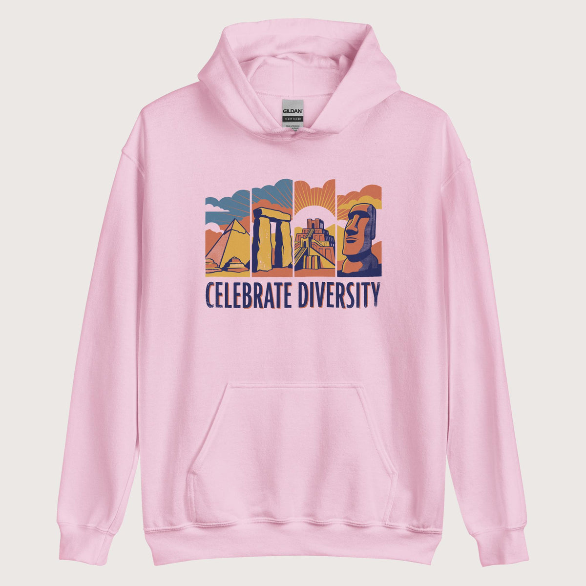 Light Pink Celebrate Diversity Stone Wonders Edition Hoodie - history buff gift by HistoHead