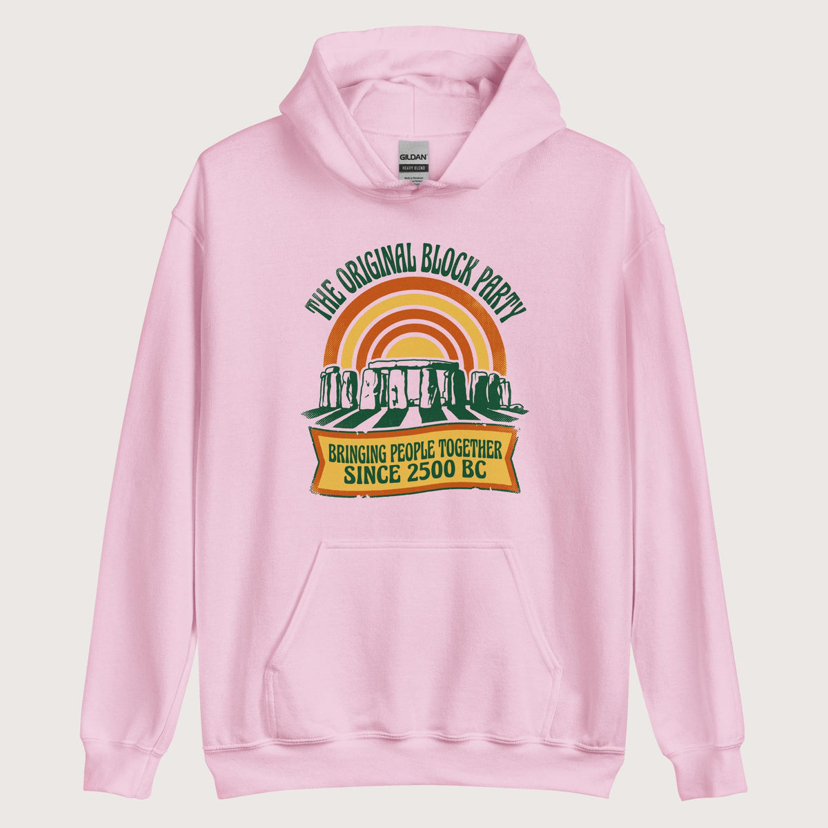 Light Pink Stonehenge Block Party Hoodie - history buff gift by HistoHead