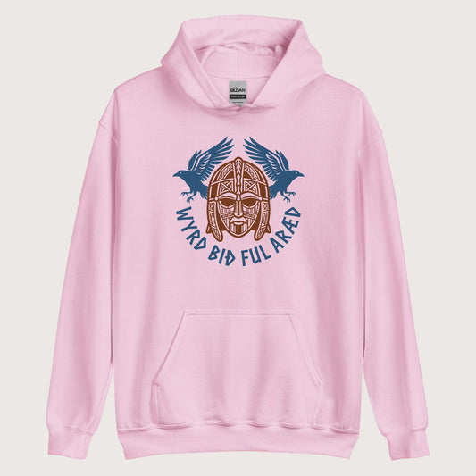 Light Pink Wyrd Bið Ful Aræd Sutton Hoo Helmet Edition Hoodie - history buff gift by HistoHead