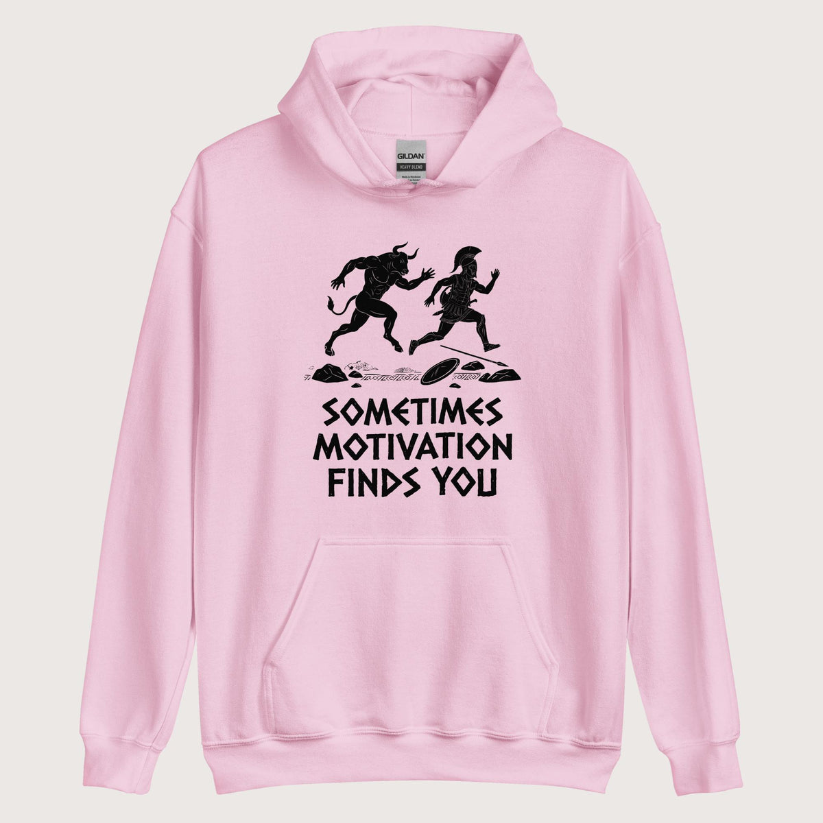 Light Pink Motivation Finds You Minotaur Edition Hoodie - history buff gift by HistoHead