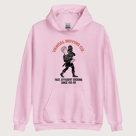 Light Pink Vandal Moving Co. Hoodie - history buff gift by HistoHead
