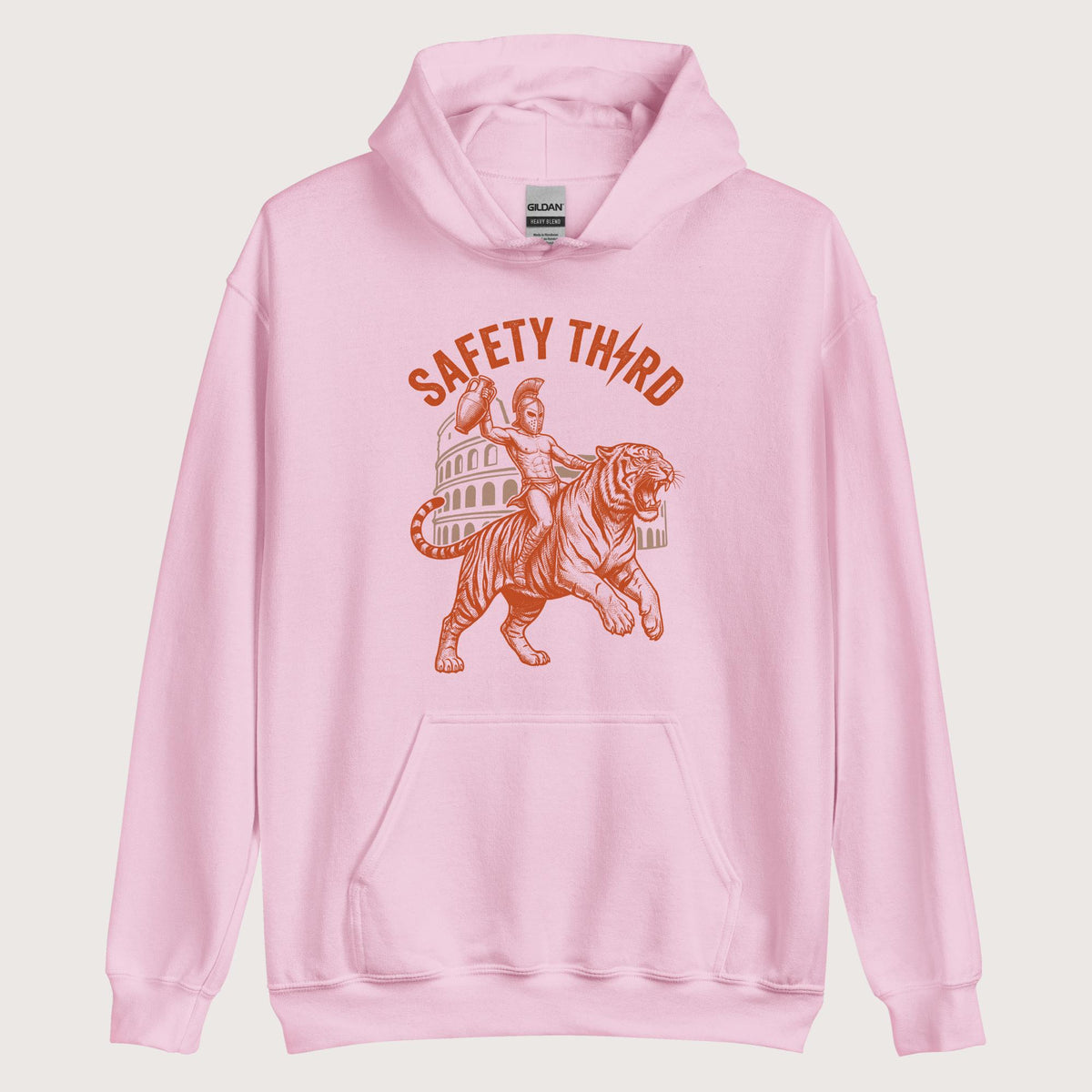 Light Pink Gladiator Safety Third Hoodie - history buff gift by HistoHead
