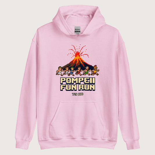Light Pink Pompeii Fun Run Pixel Art Hoodie - history buff gift by HistoHead