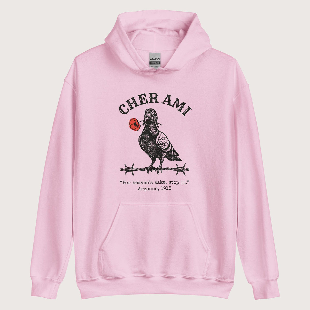Light Pink Cher Ami Hoodie - history buff gift by HistoHead