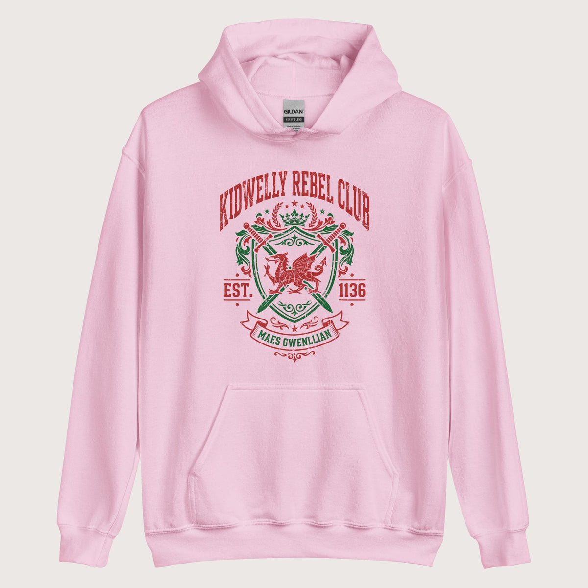 Light Pink Kidwelly Rebel Club Maes Gwenllian 1136 Hoodie - history buff gift by HistoHead