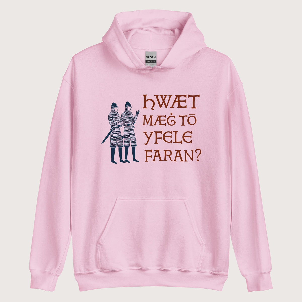 Light Pink What Could Possibly Go Wrong in Old English Hoodie - history buff gift by HistoHead