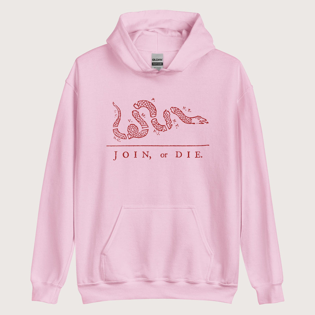 Light Pink Join Or Die Hoodie - history buff gift by HistoHead