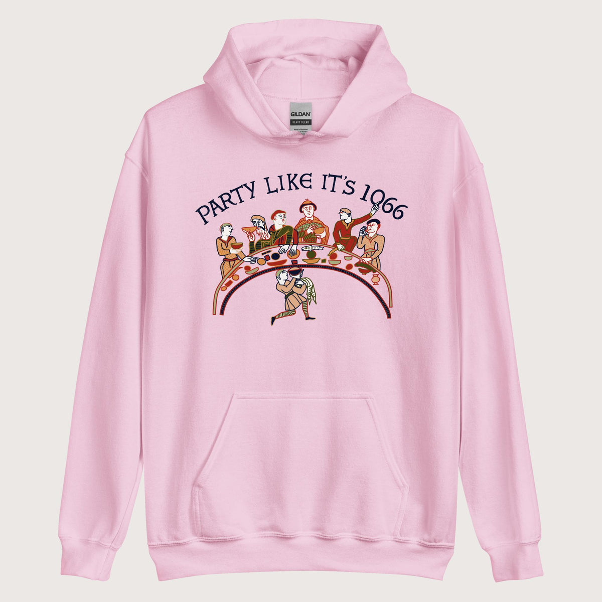 Light Pink Bayeux Tapestry Party Like It's 1066 Hoodie - history buff gift by HistoHead