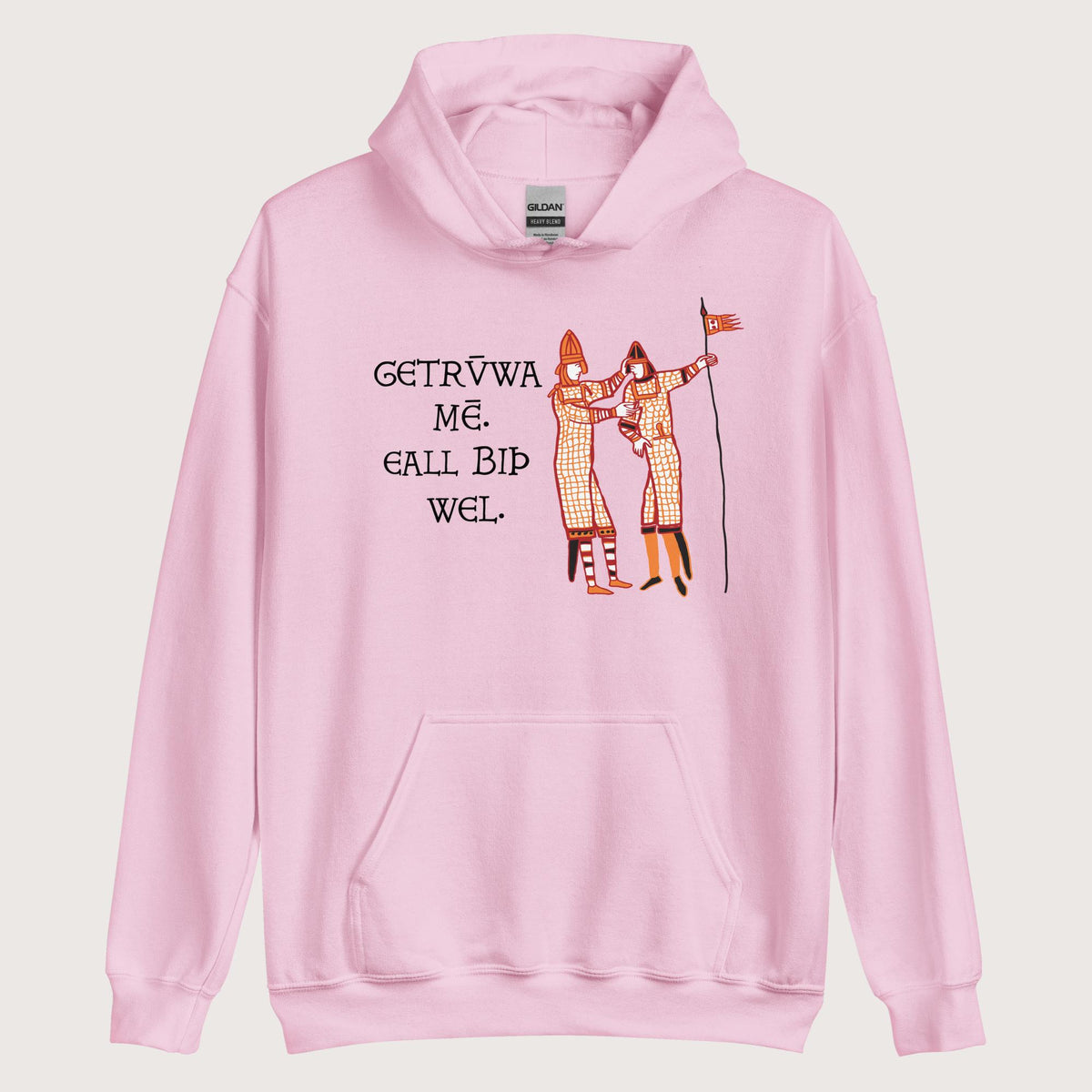 Light Pink Bayeux Tapestry Trust Me Everything Will Be Fine Old English Hoodie - history buff gift by HistoHead