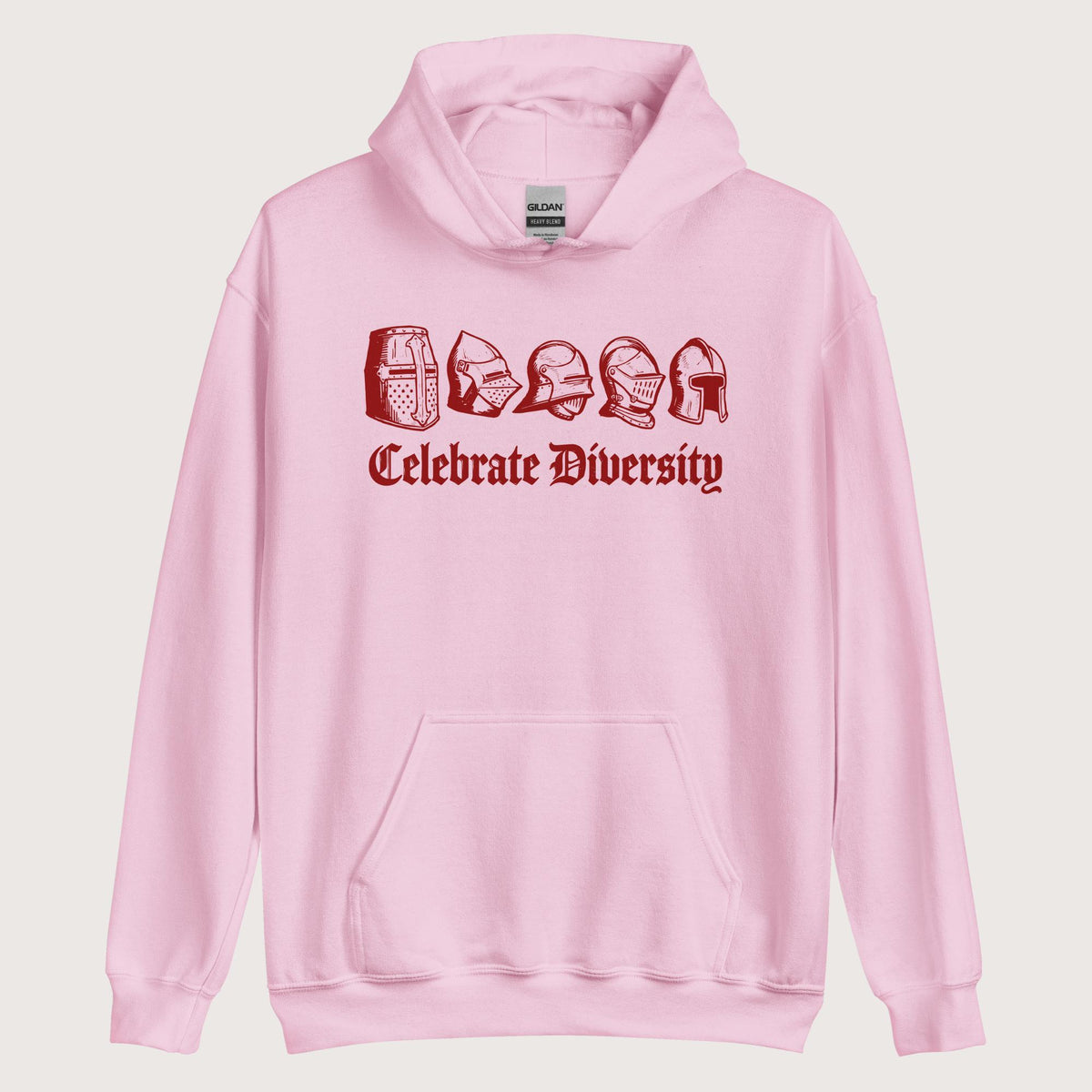 Light Pink Celebrate Diversity Medieval Helmets Edition Hoodie - history buff gift by HistoHead