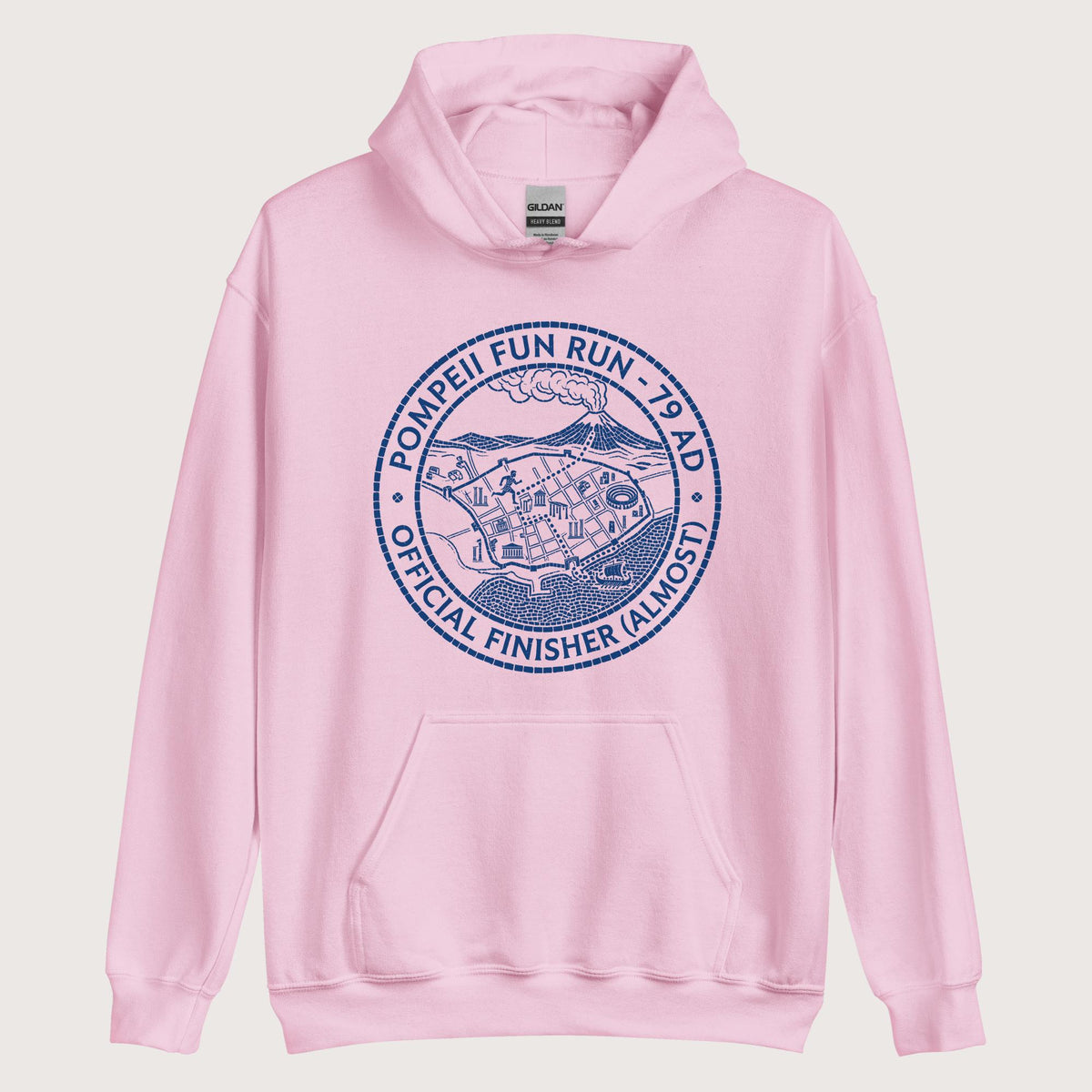 Light Pink Pompeii Fun Run Official Finisher Hoodie - history buff gift by HistoHead