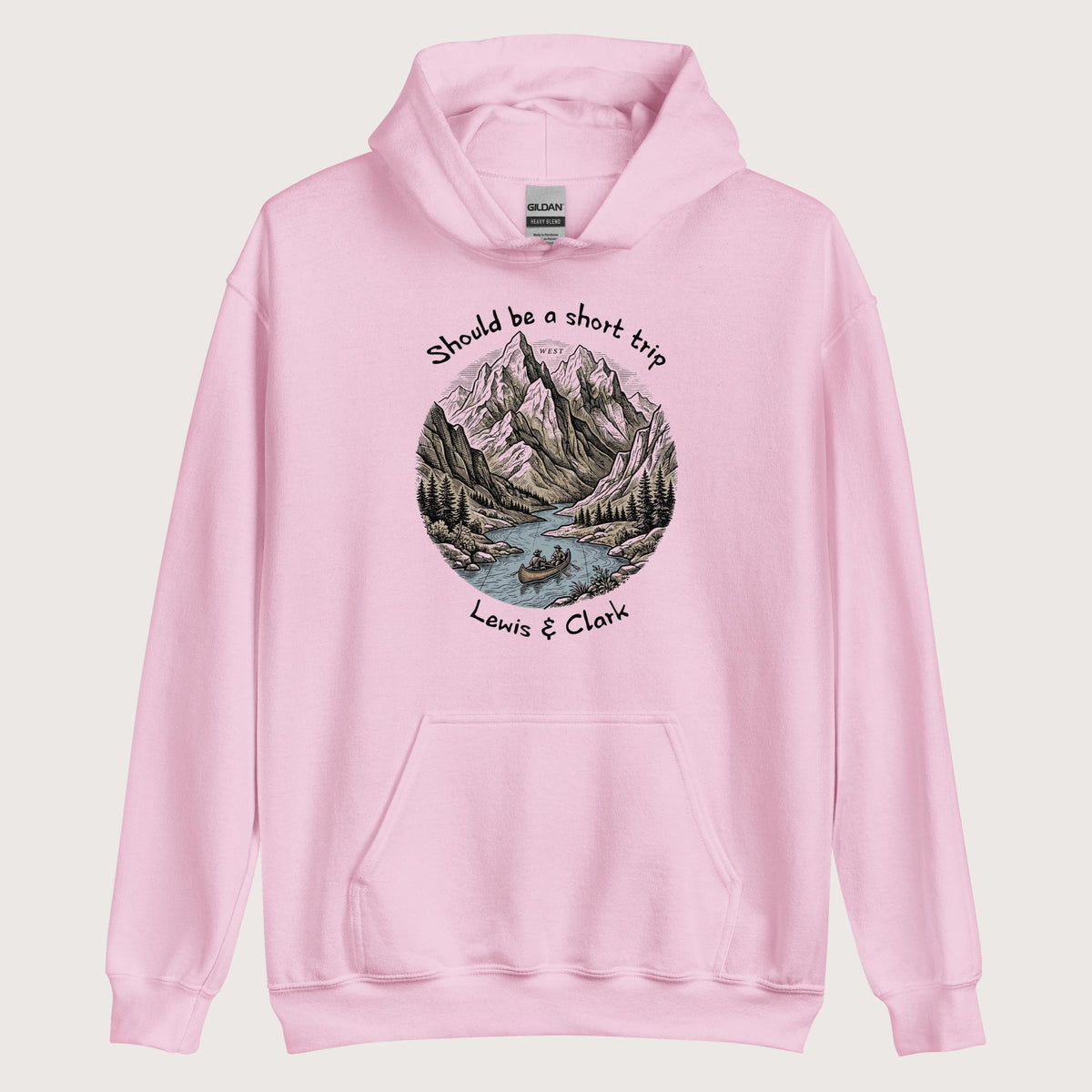 Light Pink Lewis & Clark Short Trip Hoodie - history buff gift by HistoHead