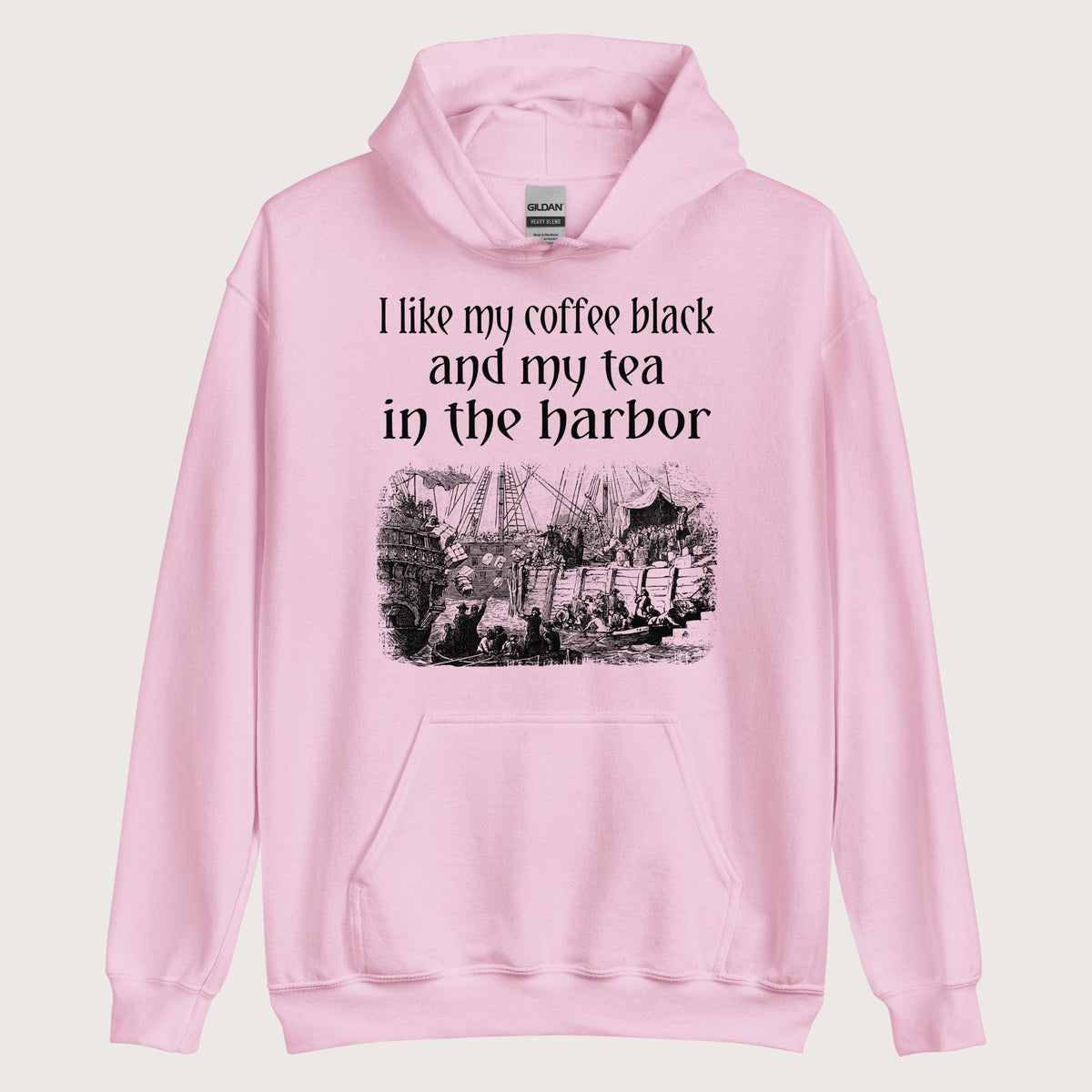 Light Pink Coffee Black Tea in the Harbor Hoodie - history buff gift by HistoHead