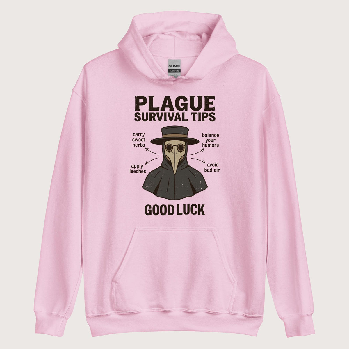Light Pink Plague Survival Tips Hoodie - history buff gift by HistoHead
