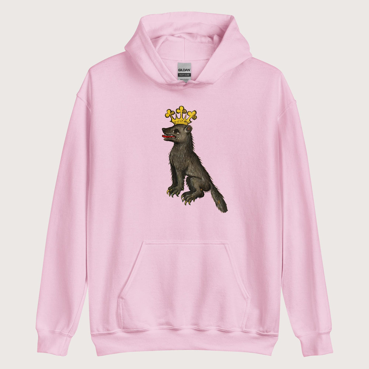 Light Pink Medieval Wolf King Hoodie - history buff gift by HistoHead