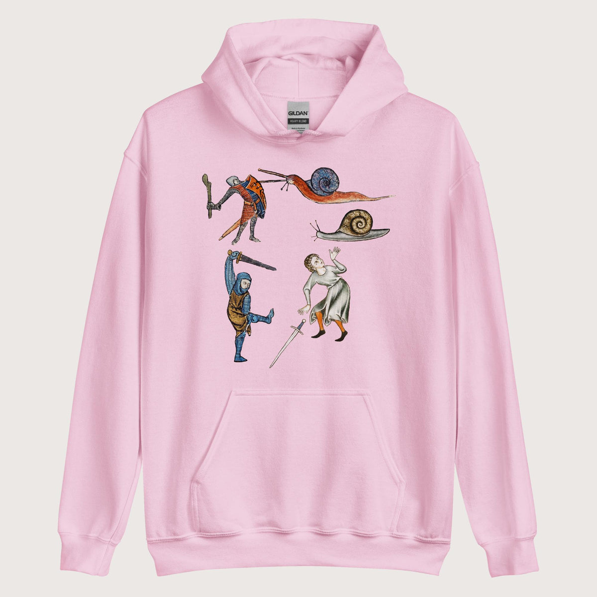 Light Pink Medieval Marginalia Snail Enemy Hoodie - history buff gift by HistoHead