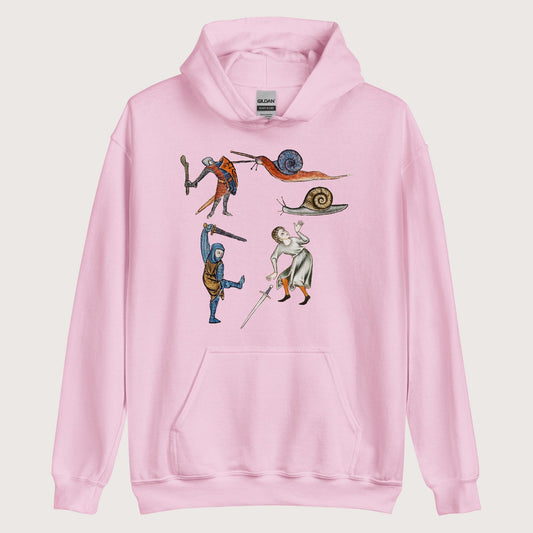 Light Pink Medieval Marginalia Snail Enemy Hoodie - history buff gift by HistoHead