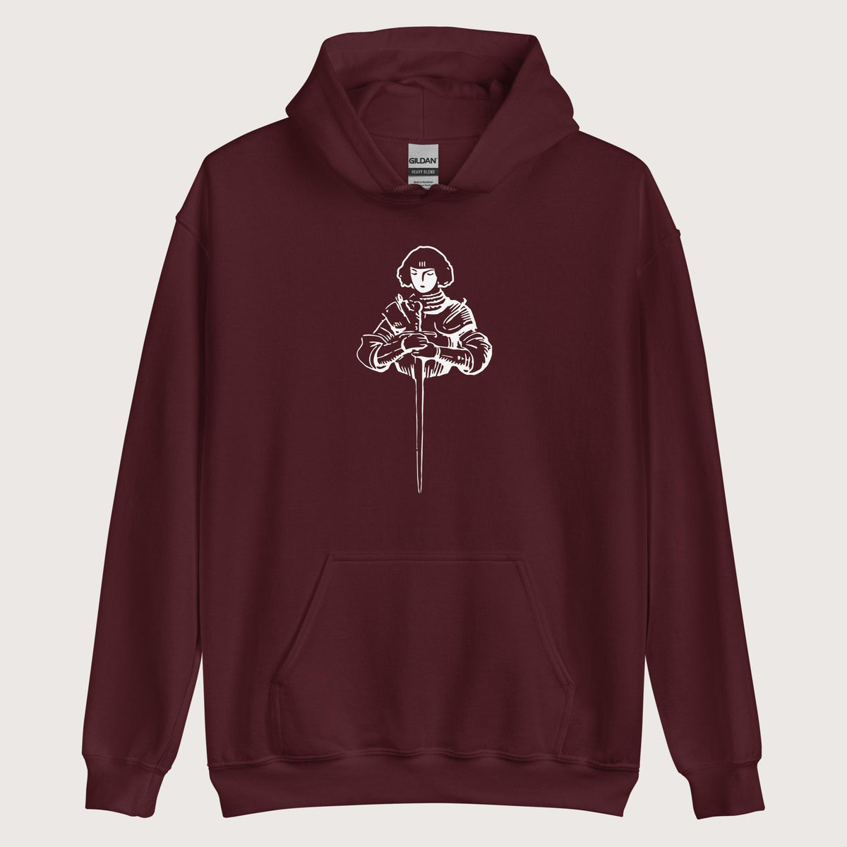 Maroon Joan of Arc Stamp Hoodie - history buff gift by HistoHead