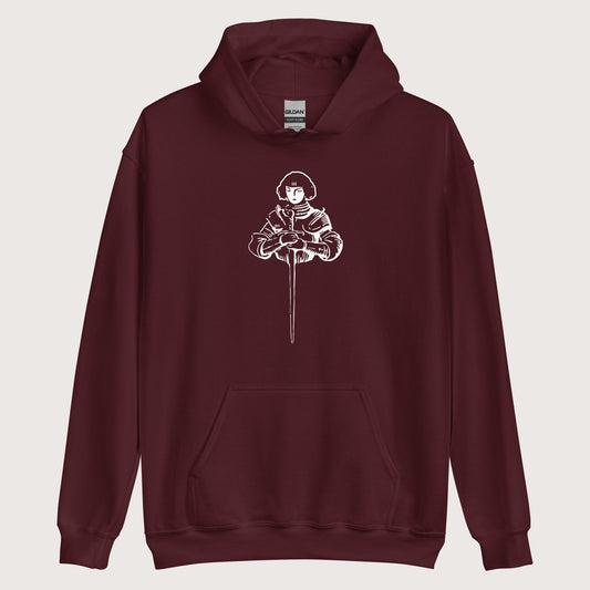 Maroon Joan of Arc Stamp Hoodie - history buff gift by HistoHead
