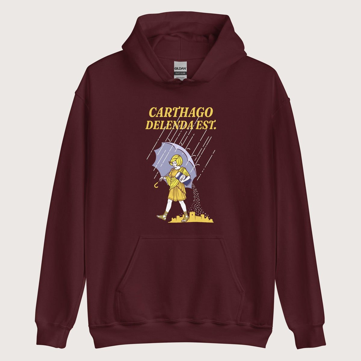 Maroon Carthago Delenda Est Salt Girl Hoodie - history buff gift by HistoHead