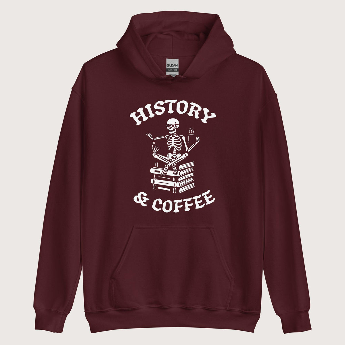 Maroon History & Coffee Hoodie - history buff gift by HistoHead