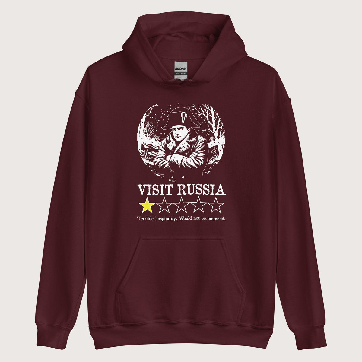 Maroon Napoleon Visit Russia Review Hoodie - history buff gift by HistoHead