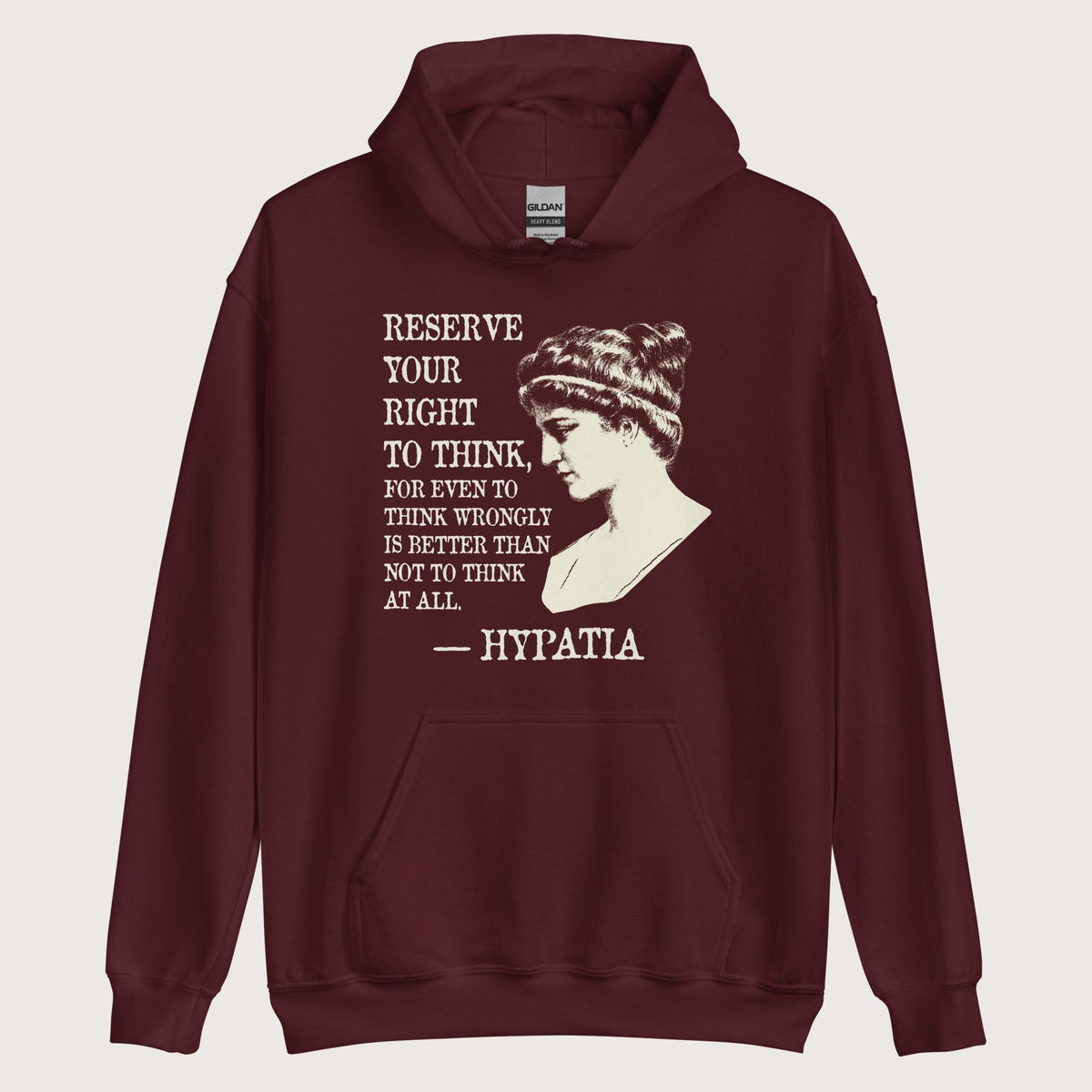 Maroon Hypatia Quote Hoodie - history buff gift by HistoHead