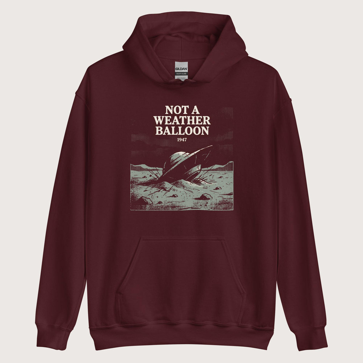 Maroon Roswell Weather Balloon Hoodie - history buff gift by HistoHead