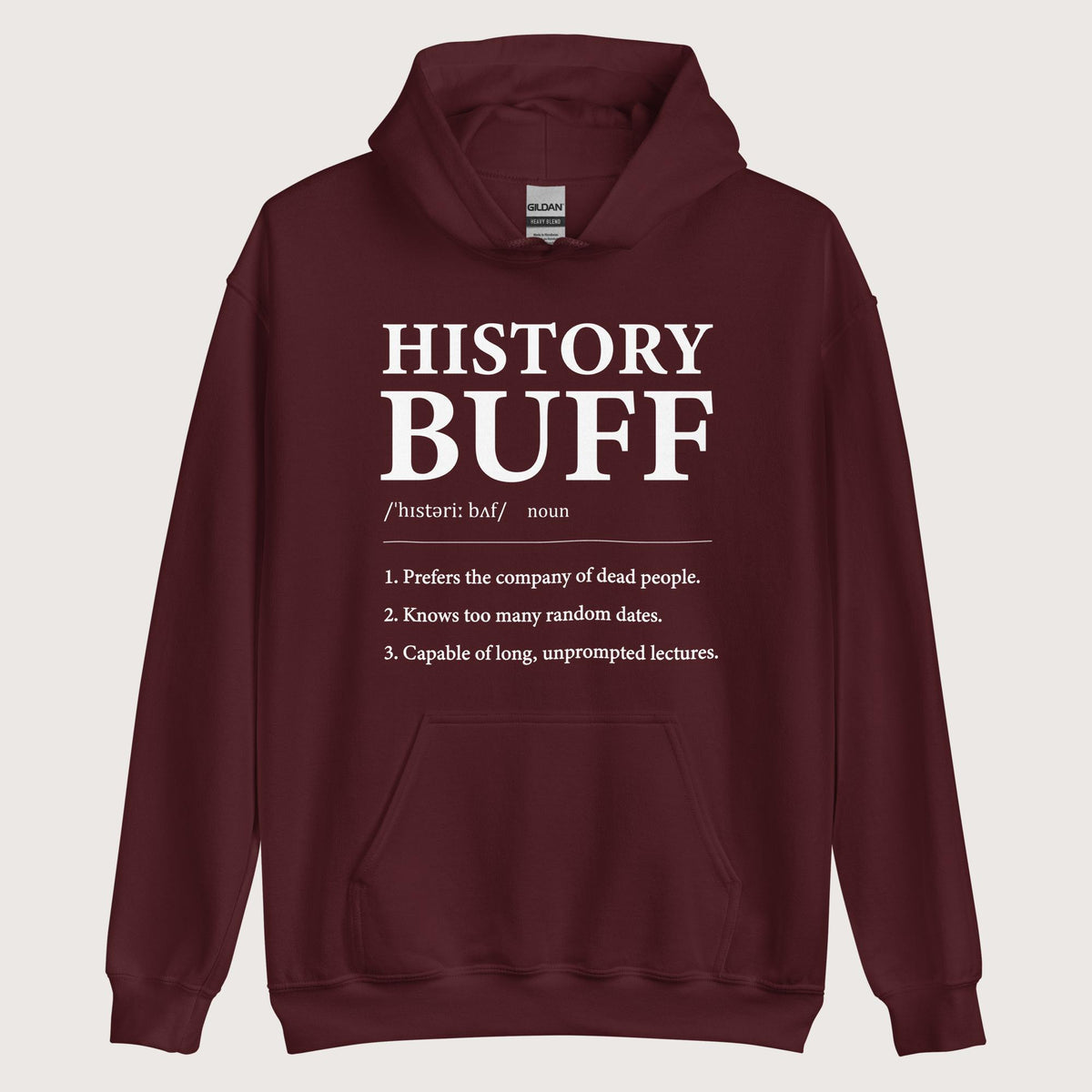 Maroon History Buff Definition Hoodie - history buff gift by HistoHead
