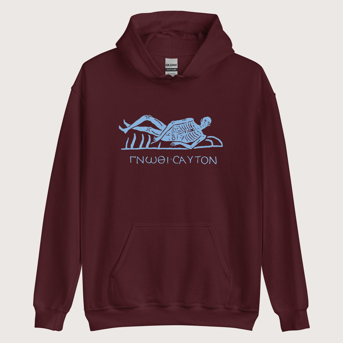 Maroon Know Thyself Skeleton Hoodie - history buff gift by HistoHead