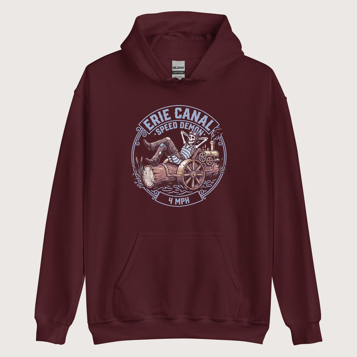 Maroon Erie Canal Speed Demon Hoodie - history buff gift by HistoHead