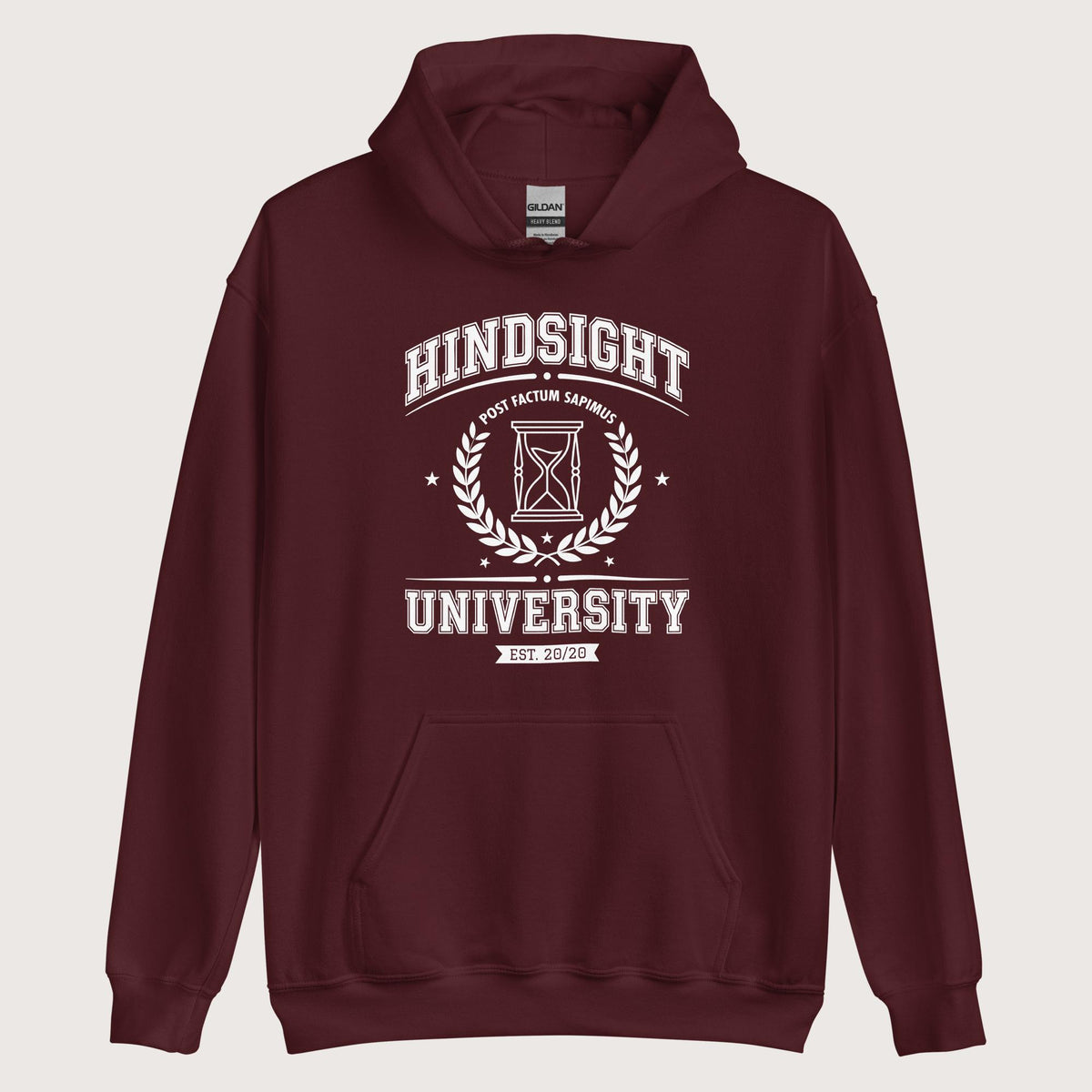 Maroon Hindsight University Hoodie - history buff gift by HistoHead