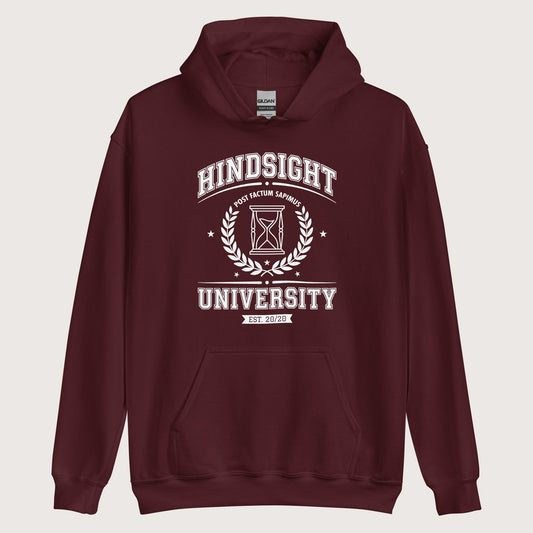 Maroon Hindsight University Hoodie - history buff gift by HistoHead