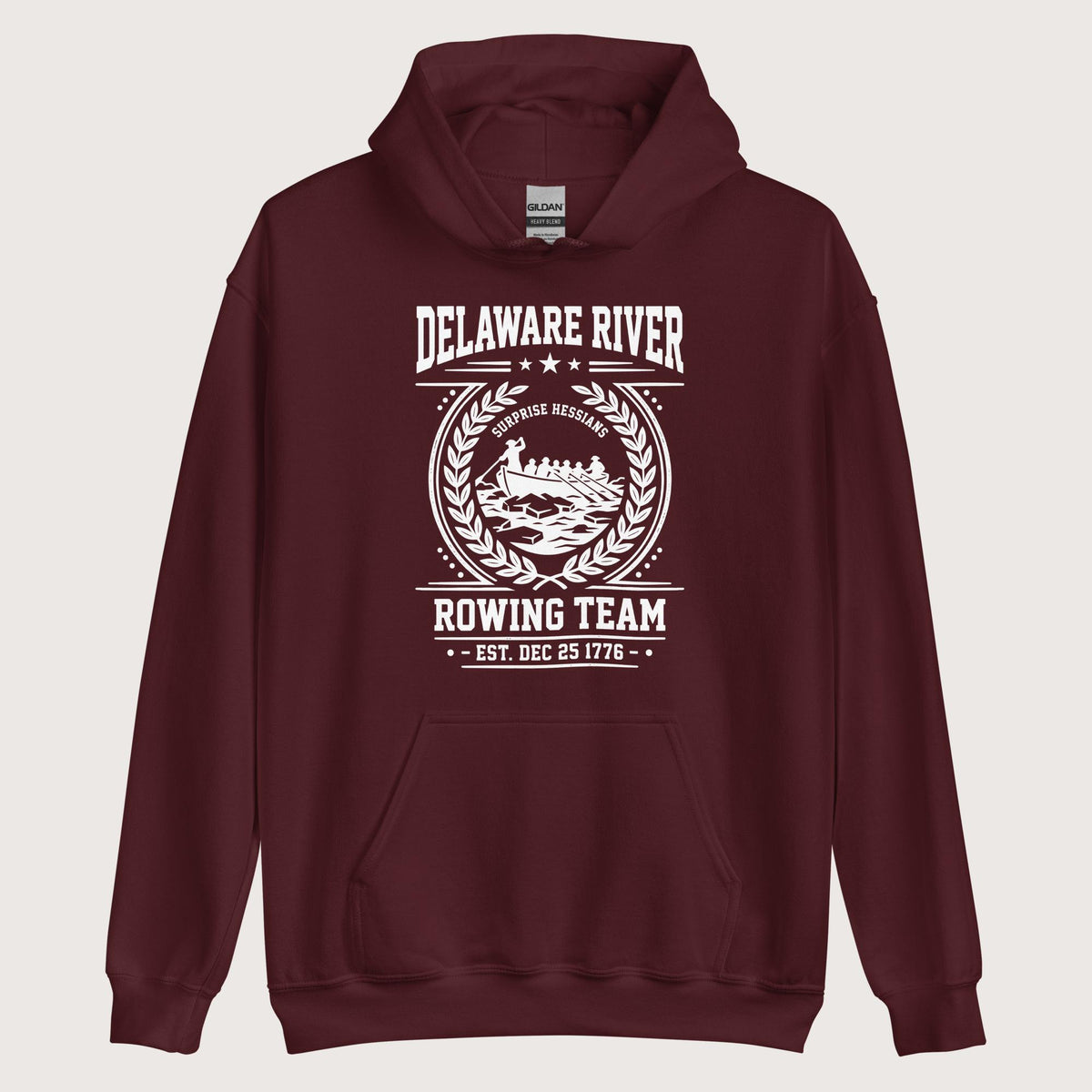 Maroon Delaware River Rowing Team Hoodie - history buff gift by HistoHead
