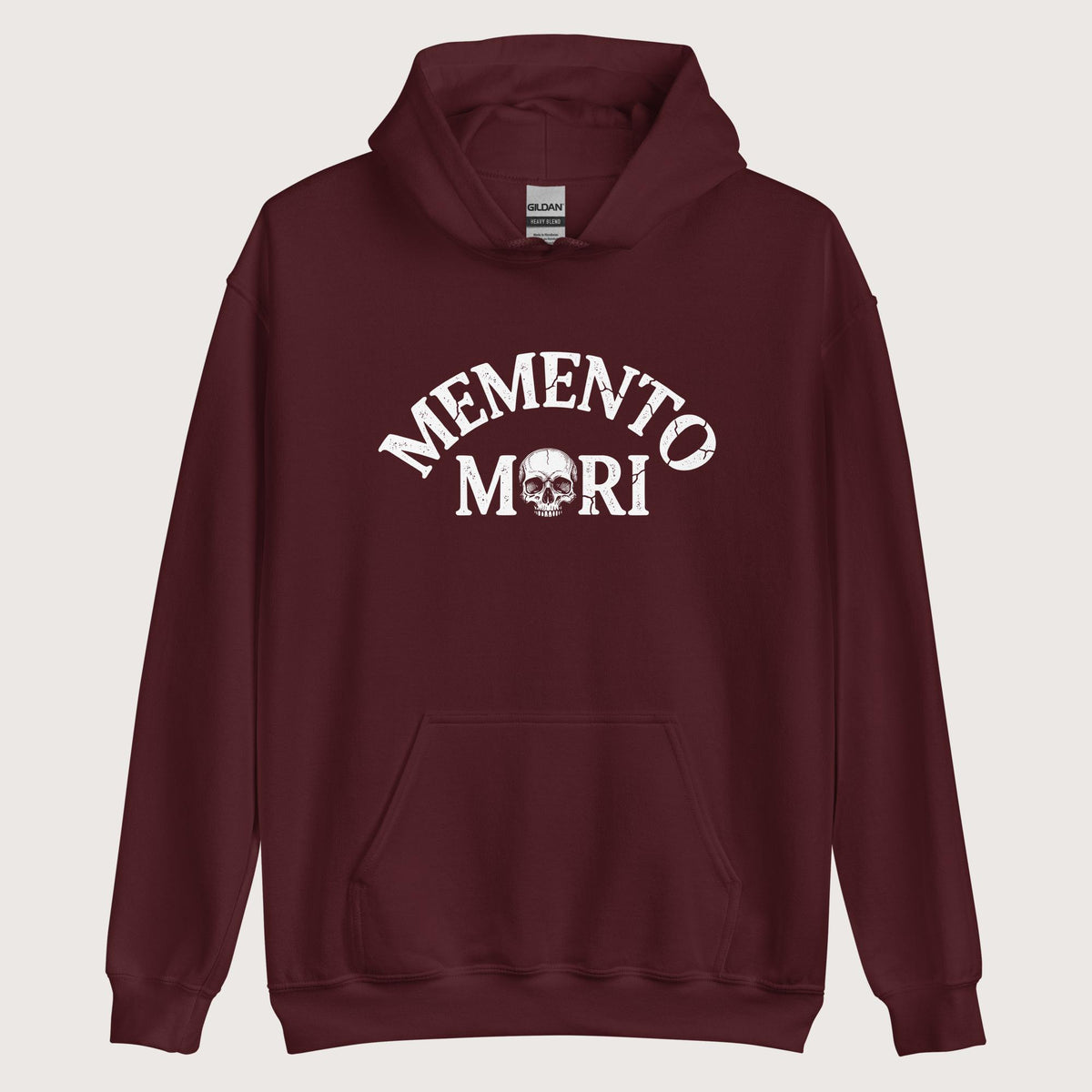 Maroon Memento Mori Hoodie - history buff gift by HistoHead
