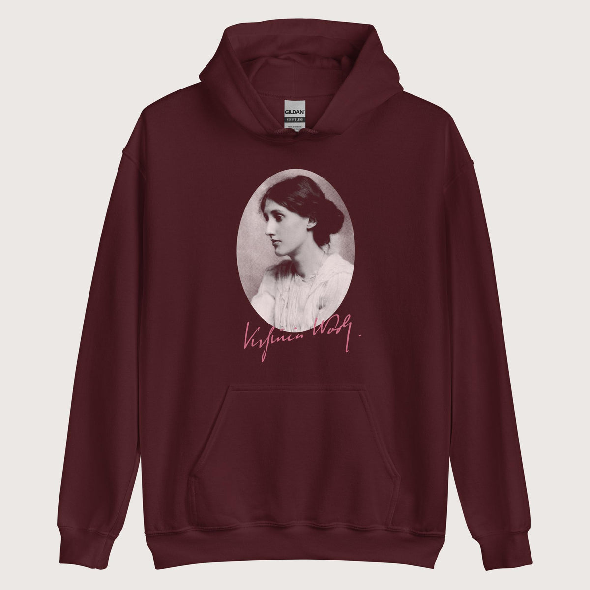 Maroon Virginia Woolf Hoodie - history buff gift by HistoHead
