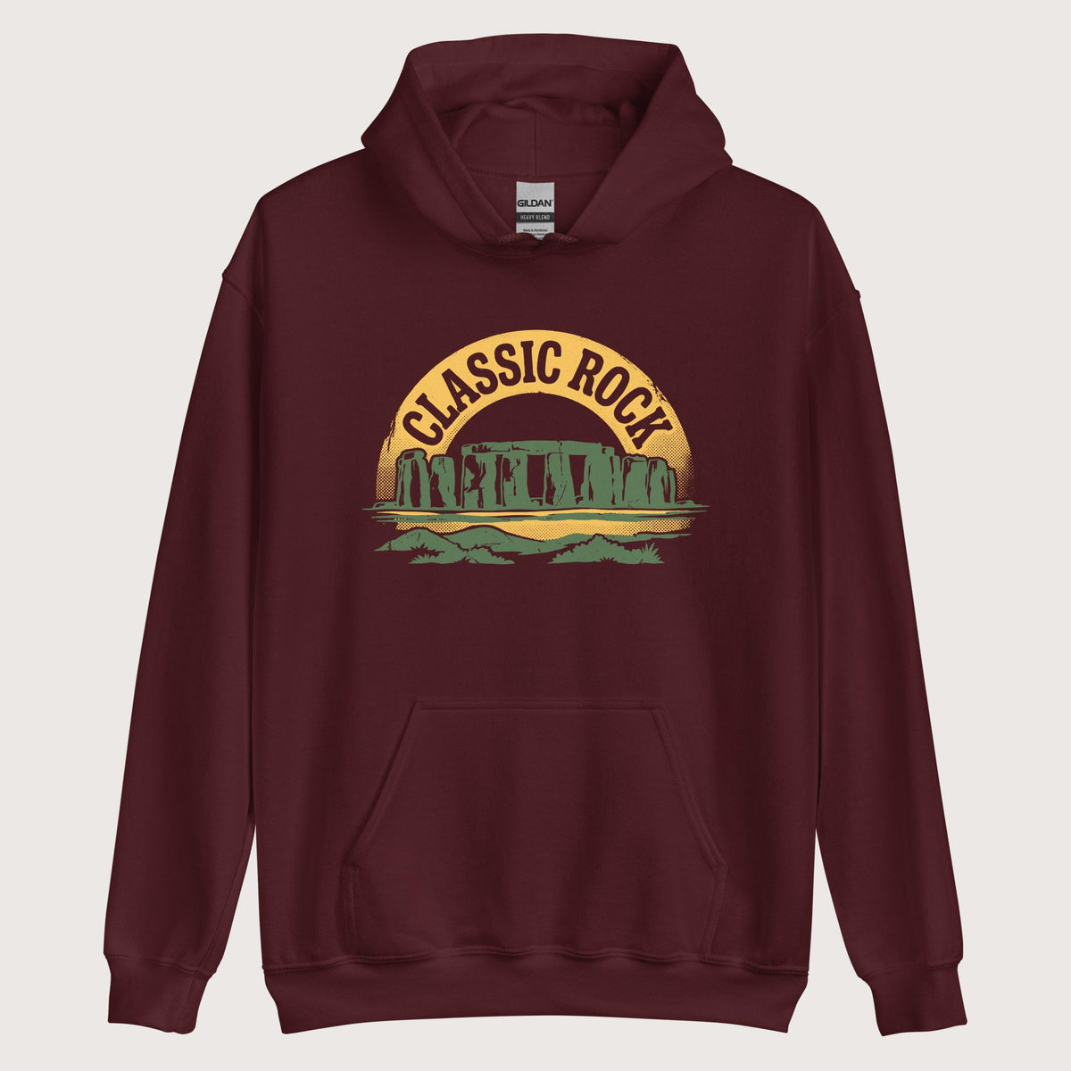 Maroon Stonehenge Classic Rock Hoodie - history buff gift by HistoHead