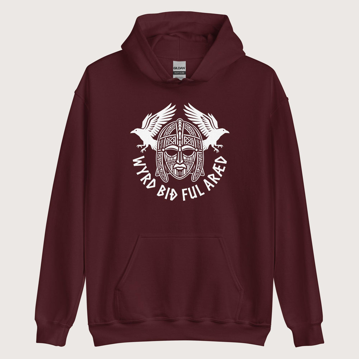 Maroon Wyrd Bið Ful Aræd Sutton Hoo Helmet Edition Hoodie - history buff gift by HistoHead