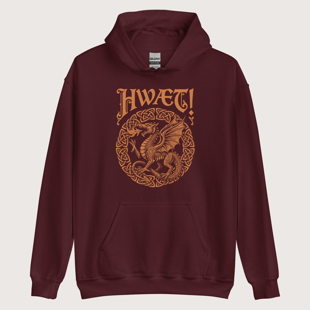 Maroon Hwaet Dragon Hoodie - history buff gift by HistoHead
