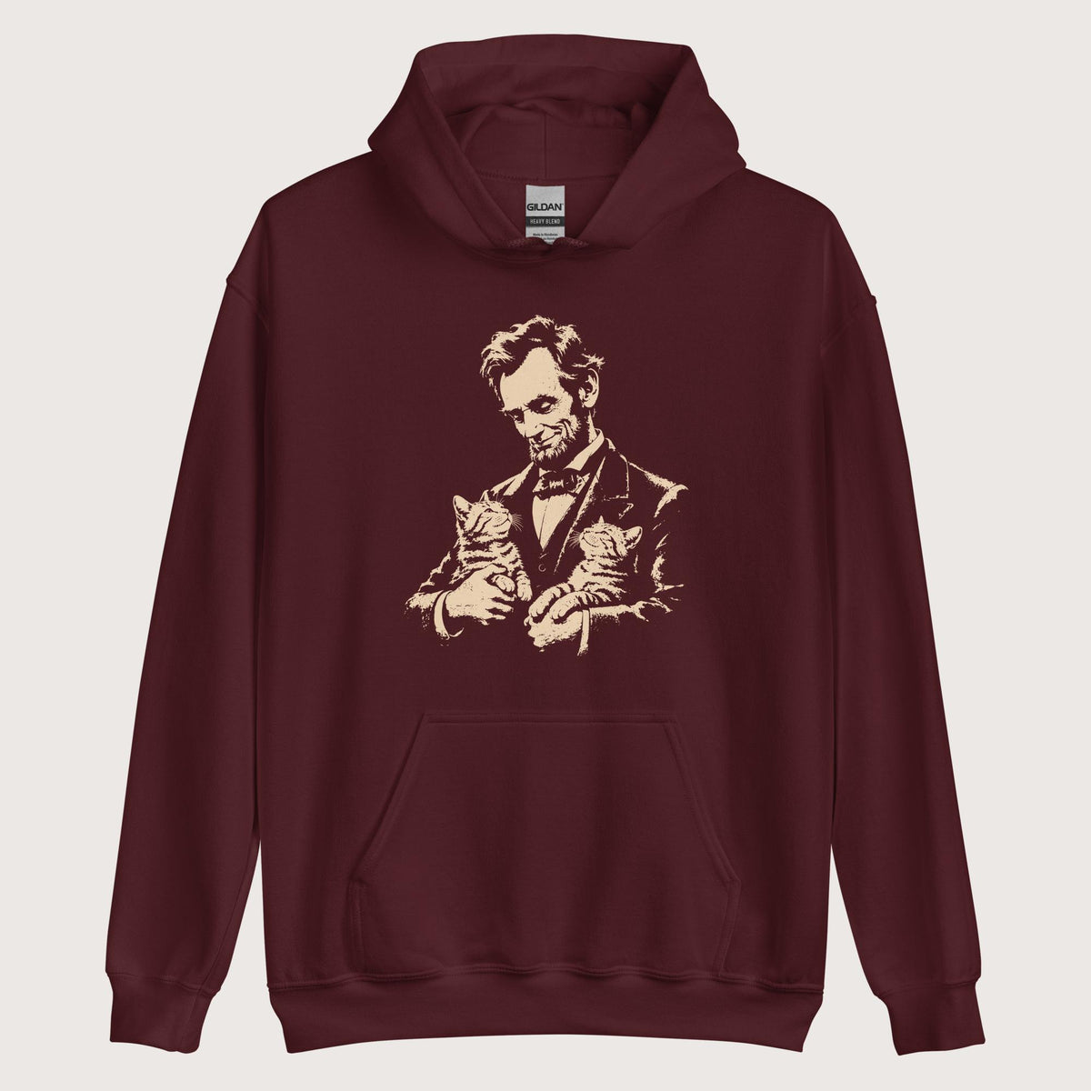Maroon Lincoln's Cats Hoodie - history buff gift by HistoHead