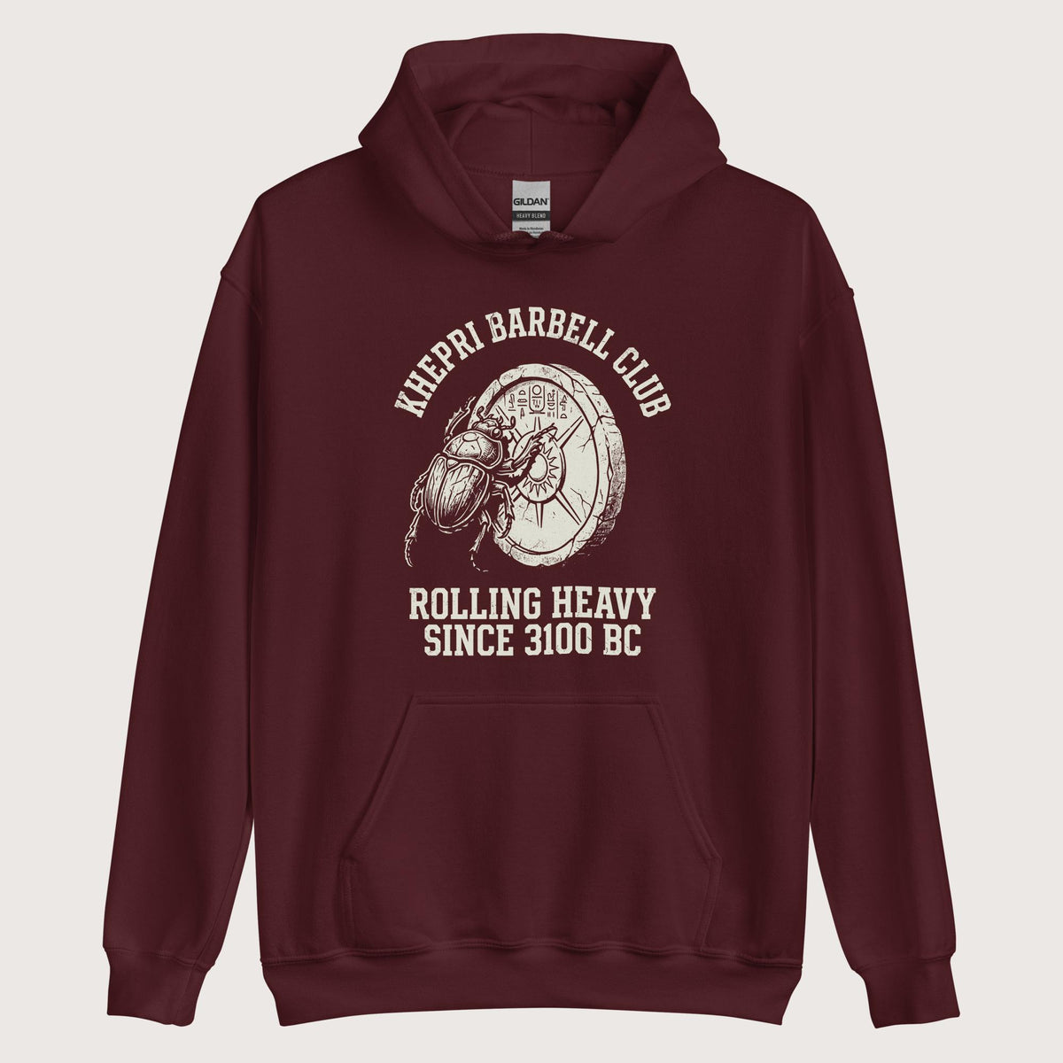 Maroon Khepri Barbell Club Hoodie - history buff gift by HistoHead