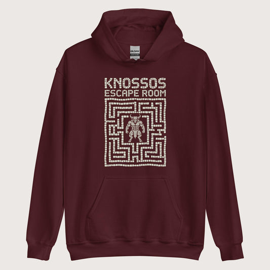 Maroon Knossos Escape Room Hoodie - history buff gift by HistoHead